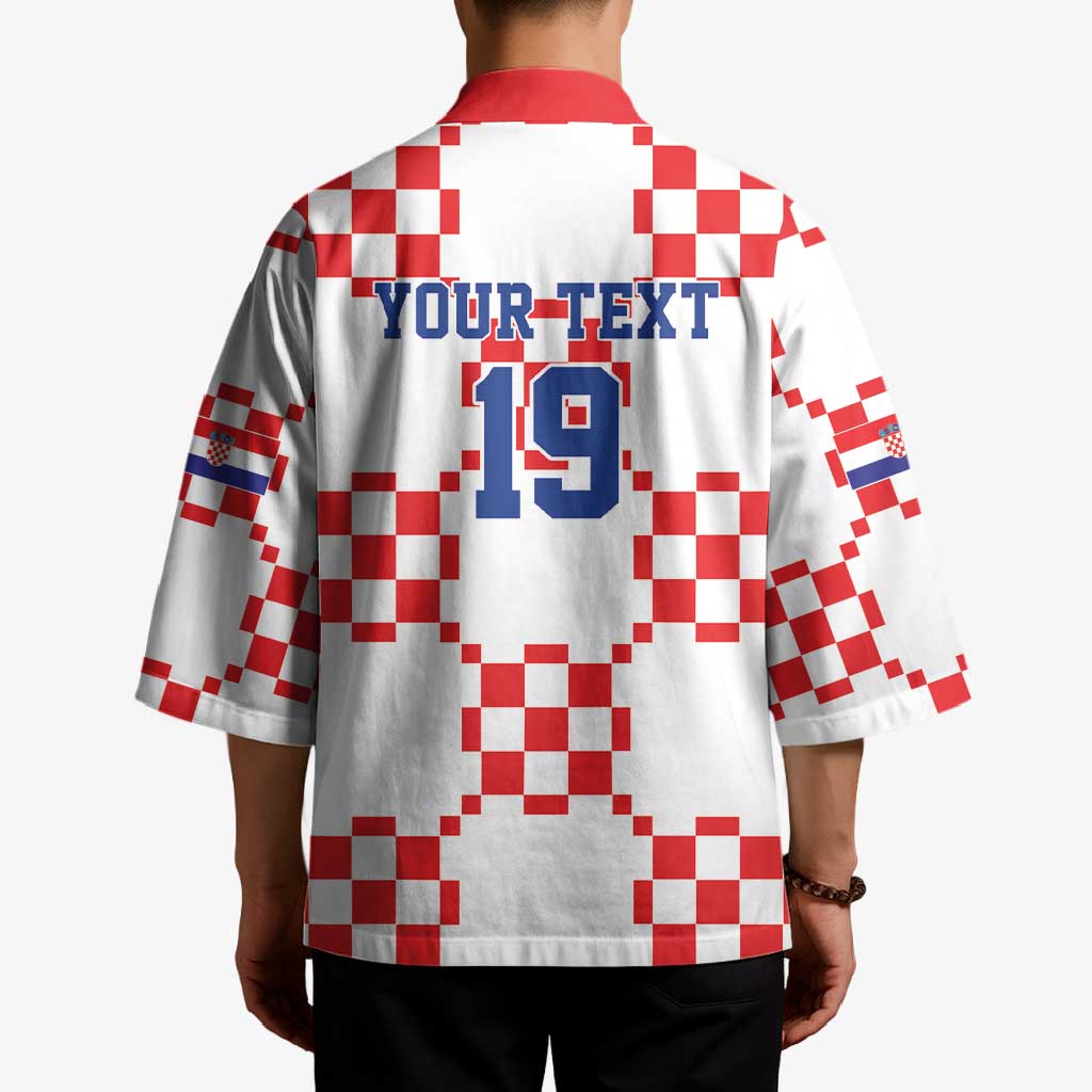 Custom World Football 2026 Croatia Kimono Hrvatska Checkerboard Style - Wonder Print Shop
