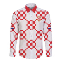 Custom World Football 2026 Croatia Long Sleeve Button Shirt Hrvatska Checkerboard Style - Wonder Print Shop