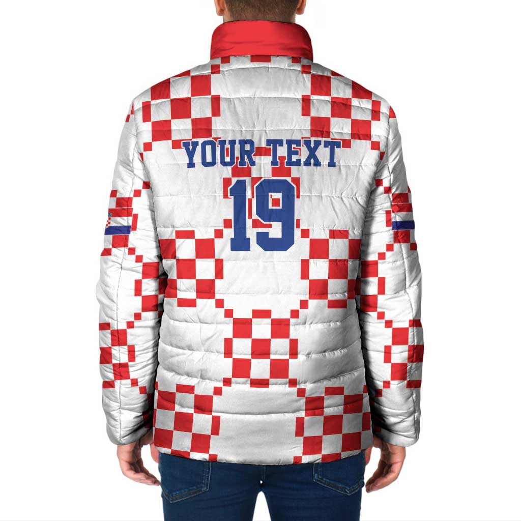 Custom World Football 2026 Croatia Padded Jacket Hrvatska Checkerboard Style - Wonder Print Shop