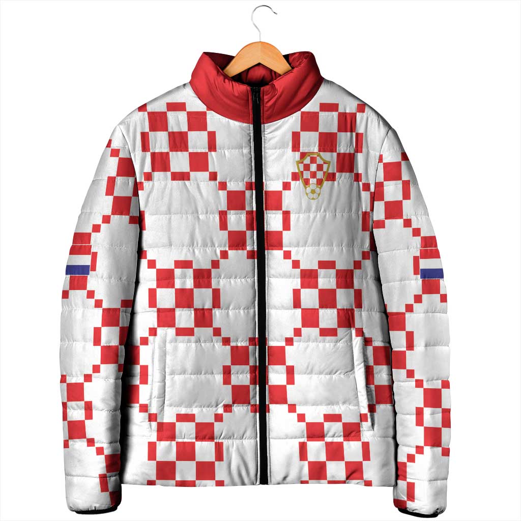 Custom World Football 2026 Croatia Padded Jacket Hrvatska Checkerboard Style - Wonder Print Shop