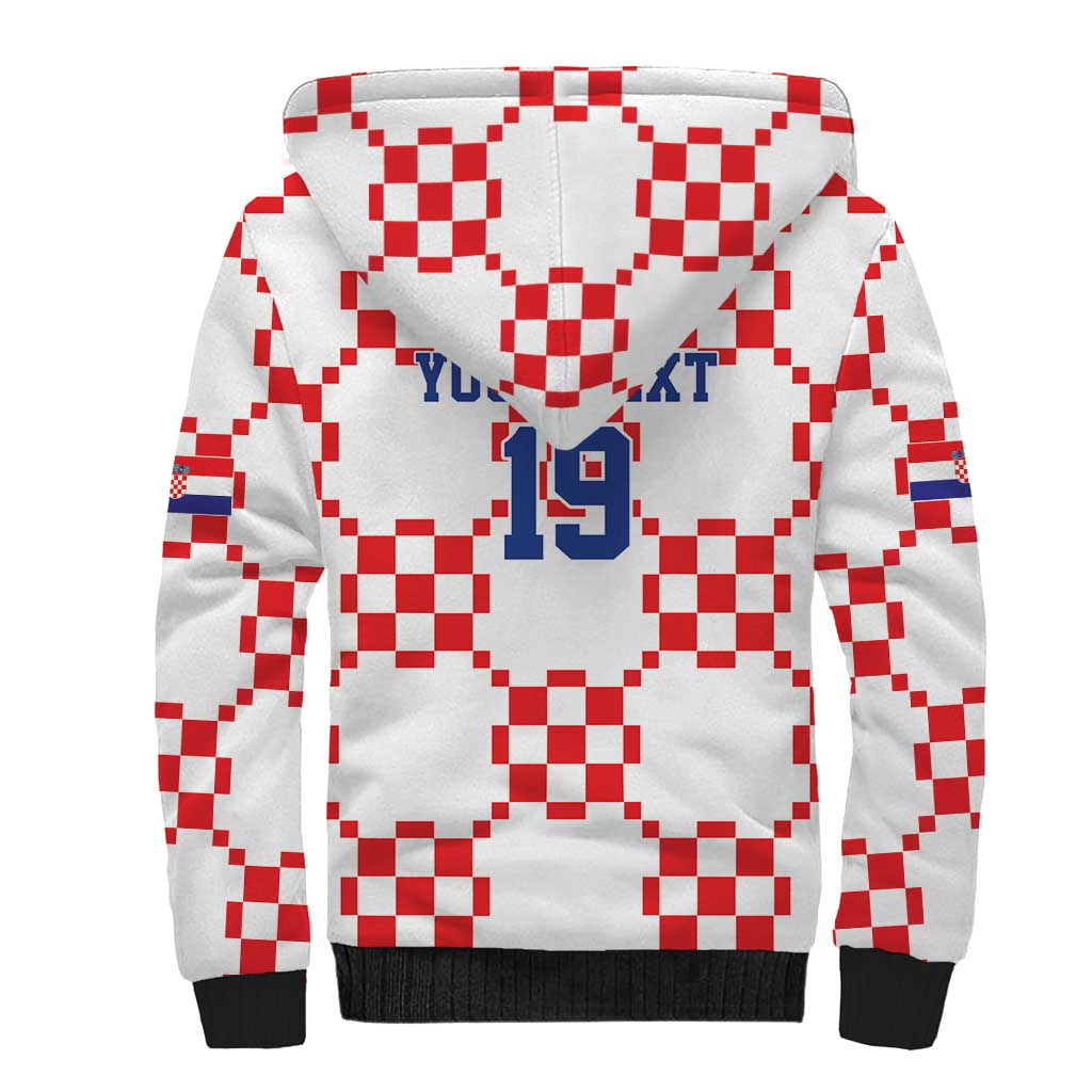 Custom World Football 2026 Croatia Sherpa Hoodie Hrvatska Checkerboard Style - Wonder Print Shop