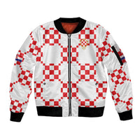 Custom World Football 2026 Croatia Sleeve Zip Bomber Jacket Hrvatska Checkerboard Style - Wonder Print Shop