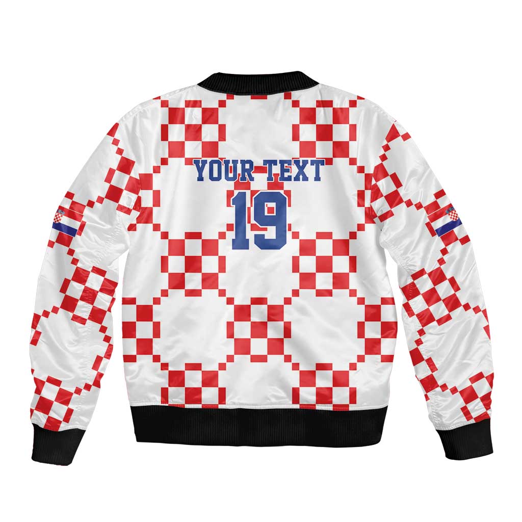 Custom World Football 2026 Croatia Sleeve Zip Bomber Jacket Hrvatska Checkerboard Style - Wonder Print Shop