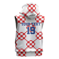 Custom World Football 2026 Croatia Sleeveless Hoodie Hrvatska Checkerboard Style - Wonder Print Shop