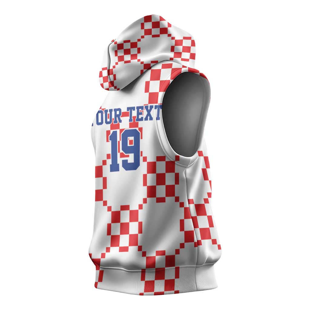Custom World Football 2026 Croatia Sleeveless Hoodie Hrvatska Checkerboard Style - Wonder Print Shop