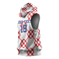 Custom World Football 2026 Croatia Sleeveless Hoodie Hrvatska Checkerboard Style - Wonder Print Shop