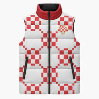 Custom World Football 2026 Croatia Sleeveless Puffer Jacket Hrvatska Checkerboard Style - Wonder Print Shop