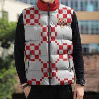 Custom World Football 2026 Croatia Sleeveless Puffer Jacket Hrvatska Checkerboard Style - Wonder Print Shop