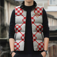 Custom World Football 2026 Croatia Sleeveless Puffer Jacket Hrvatska Checkerboard Style - Wonder Print Shop