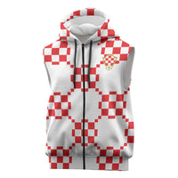 Custom World Football 2026 Croatia Sleeveless Zip Hoodie Hrvatska Checkerboard Style - Wonder Print Shop