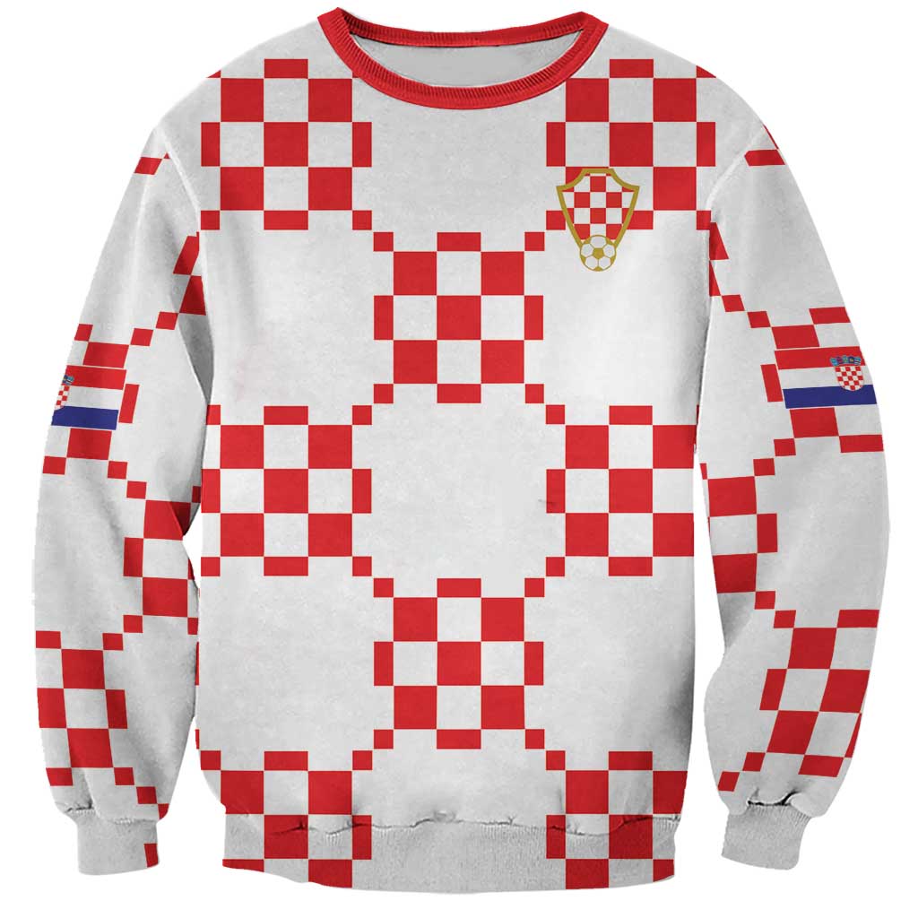 Custom World Football 2026 Croatia Sweatshirt Hrvatska Checkerboard Style - Wonder Print Shop