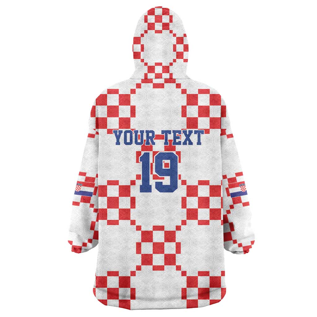Custom World Football 2026 Croatia Wearable Blanket Hoodie Hrvatska Checkerboard Style - Wonder Print Shop