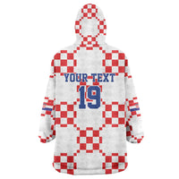 Custom World Football 2026 Croatia Wearable Blanket Hoodie Hrvatska Checkerboard Style - Wonder Print Shop