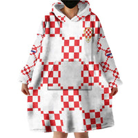 Custom World Football 2026 Croatia Wearable Blanket Hoodie Hrvatska Checkerboard Style - Wonder Print Shop