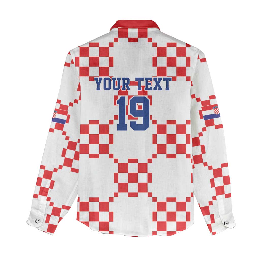 Custom World Football 2026 Croatia Women Casual Shirt Hrvatska Checkerboard Style - Wonder Print Shop