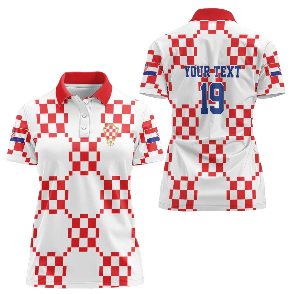 Custom World Football 2026 Croatia Women Polo Shirt Hrvatska Checkerboard Style - Wonder Print Shop