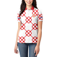 Custom World Football 2026 Croatia Women Polo Shirt Hrvatska Checkerboard Style - Wonder Print Shop