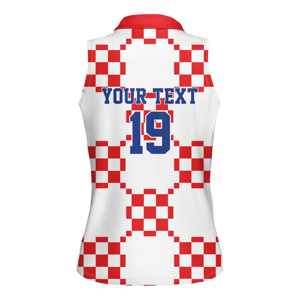 Custom World Football 2026 Croatia Women Sleeveless Polo Shirt Hrvatska Checkerboard Style - Wonder Print Shop