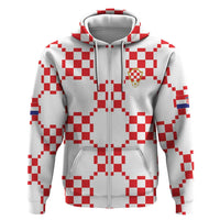 Custom World Football 2026 Croatia Zip Hoodie Hrvatska Checkerboard Style - Wonder Print Shop