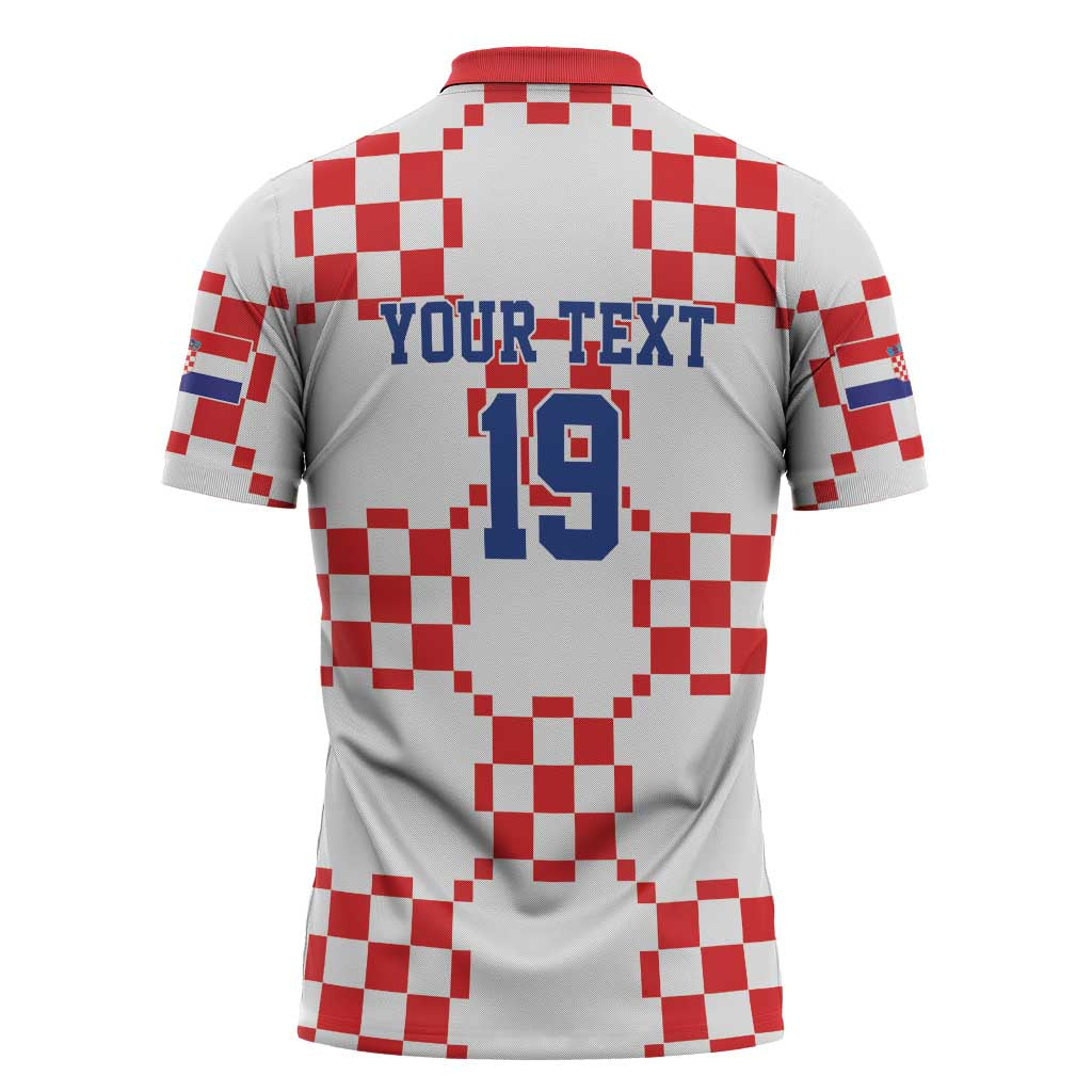 Custom World Football 2026 Croatia Zipper Polo Shirt Hrvatska Checkerboard Style - Wonder Print Shop