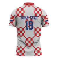 Custom World Football 2026 Croatia Zipper Polo Shirt Hrvatska Checkerboard Style - Wonder Print Shop