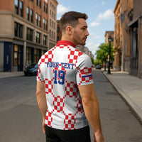 Custom World Football 2026 Croatia Zipper Polo Shirt Hrvatska Checkerboard Style - Wonder Print Shop