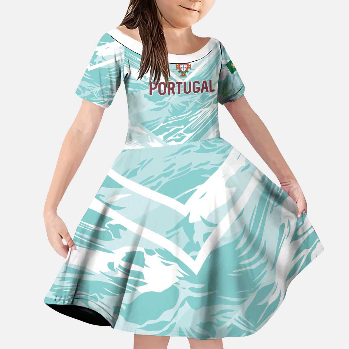 Custom World Football 2026 Portugal Kid Short Sleeve Dress Luso Spirit Football Force