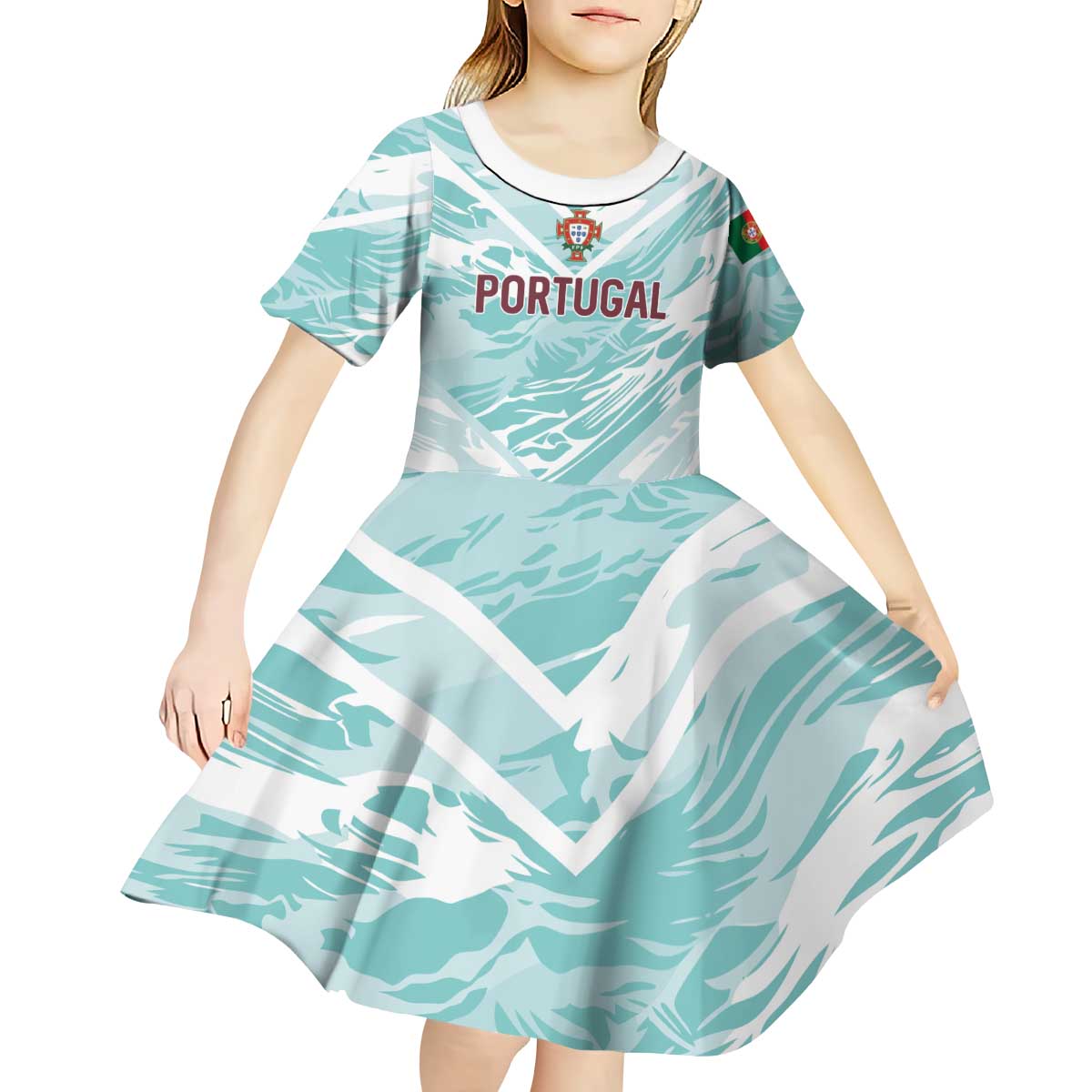 Custom World Football 2026 Portugal Kid Short Sleeve Dress Luso Spirit Football Force