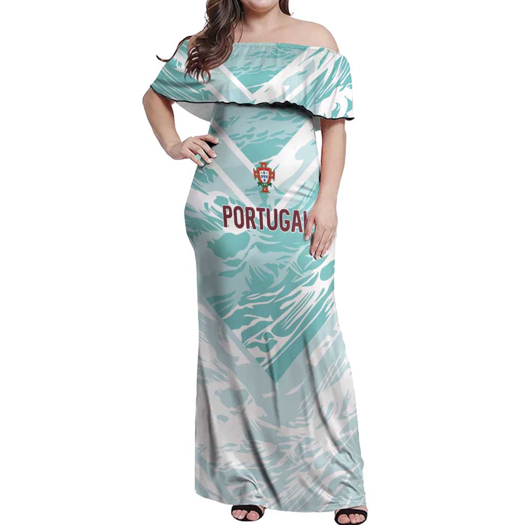 Custom World Football 2026 Portugal Off Shoulder Maxi Dress Luso Spirit Football Force