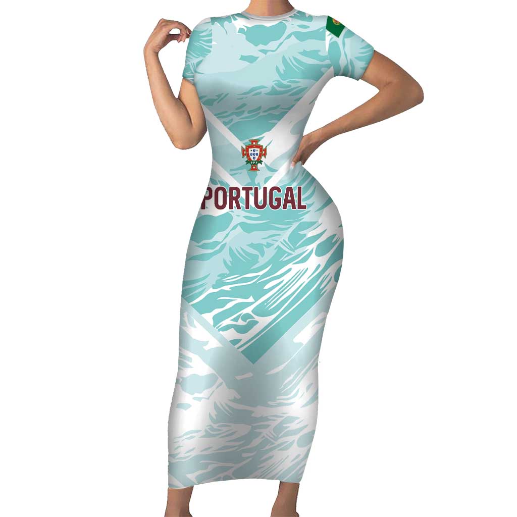Custom World Football 2026 Portugal Short Sleeve Bodycon Dress Luso Spirit Football Force