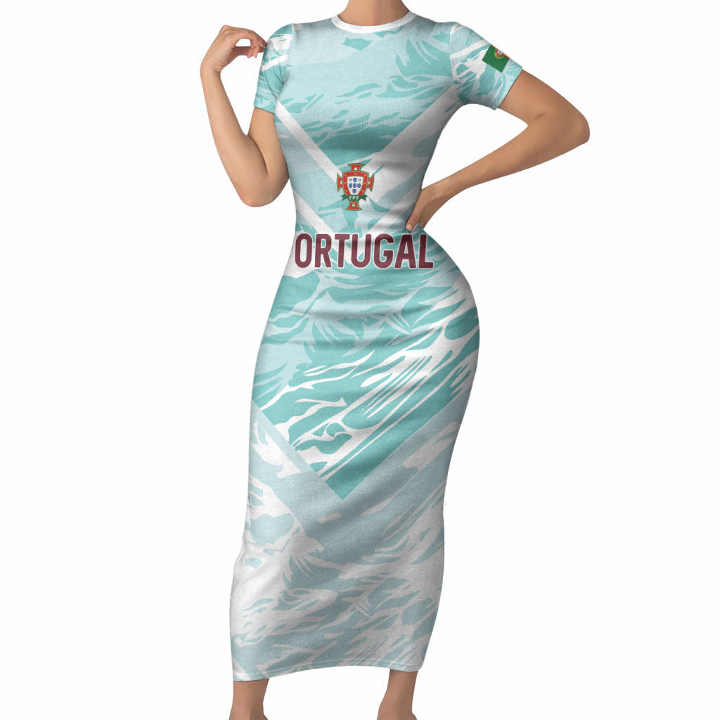 Custom World Football 2026 Portugal Short Sleeve Bodycon Dress Luso Spirit Football Force LT19