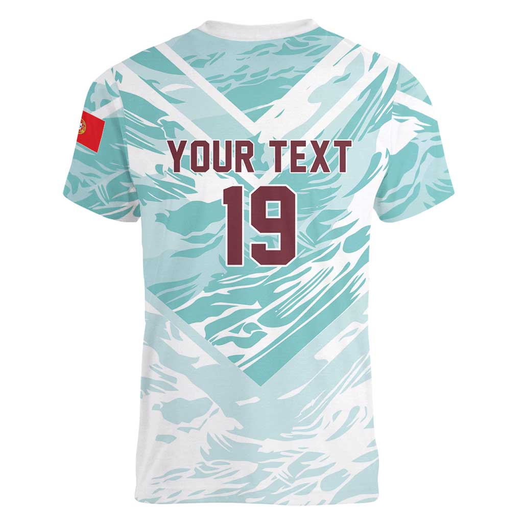 Custom World Football 2026 Portugal Women V-Neck T-Shirt Luso Spirit Football Force