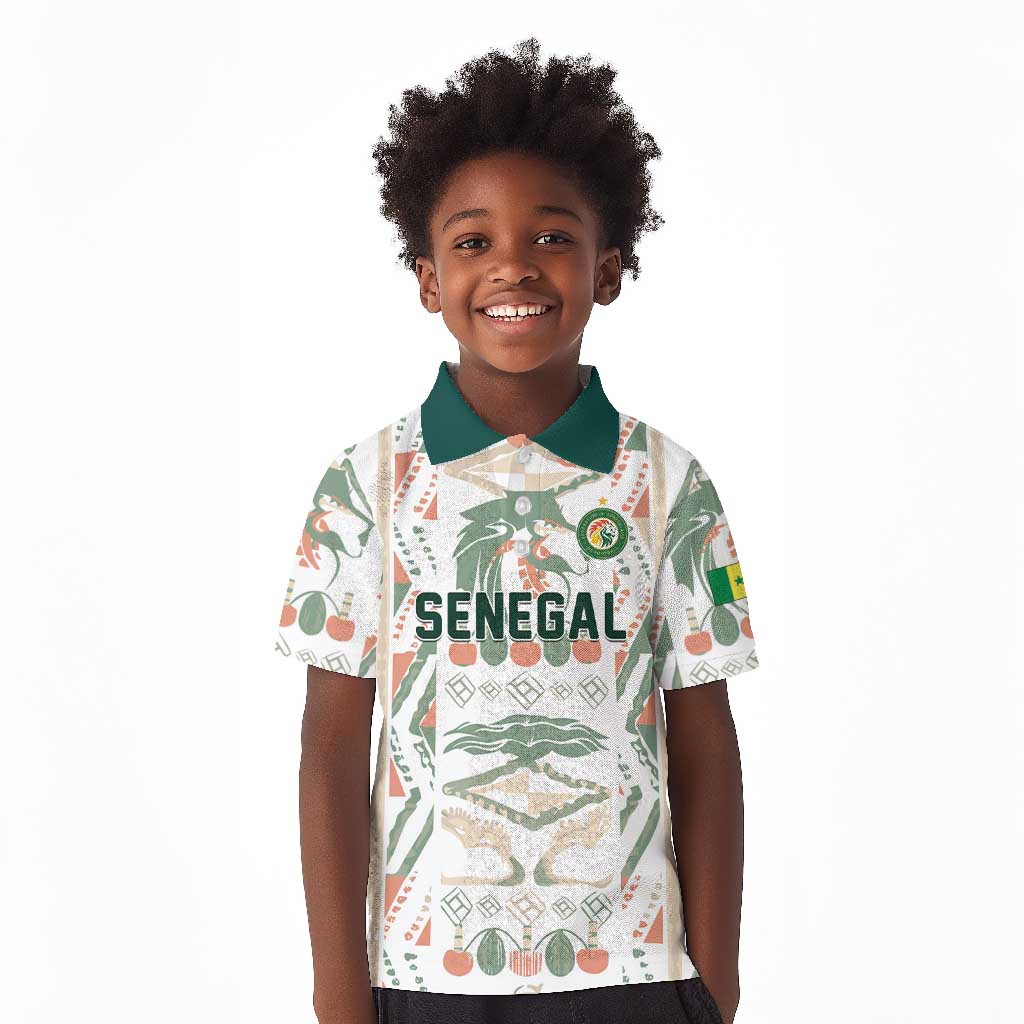 Custom World Football 2026 Senegal Kid Polo Shirt Lions of Teranga Spirit