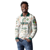 Custom World Football 2026 Senegal Long Sleeve Polo Shirt Lions of Teranga Spirit