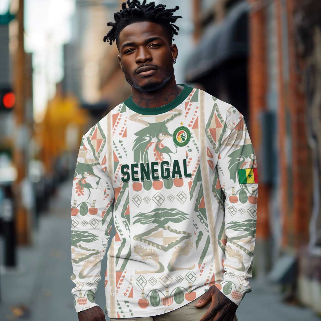 Custom World Football 2026 Senegal Long Sleeve Shirt Lions of Teranga Spirit