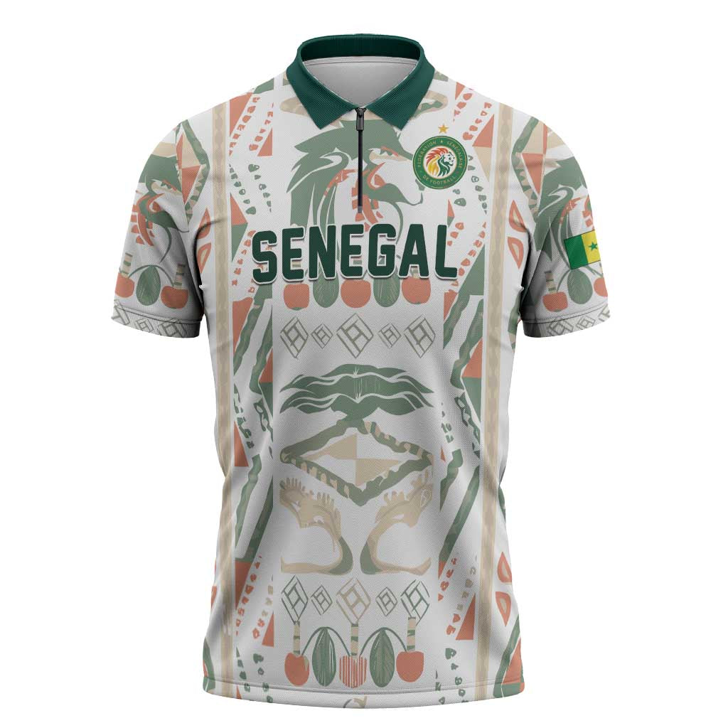 Custom World Football 2026 Senegal Zipper Polo Shirt Lions of Teranga Spirit