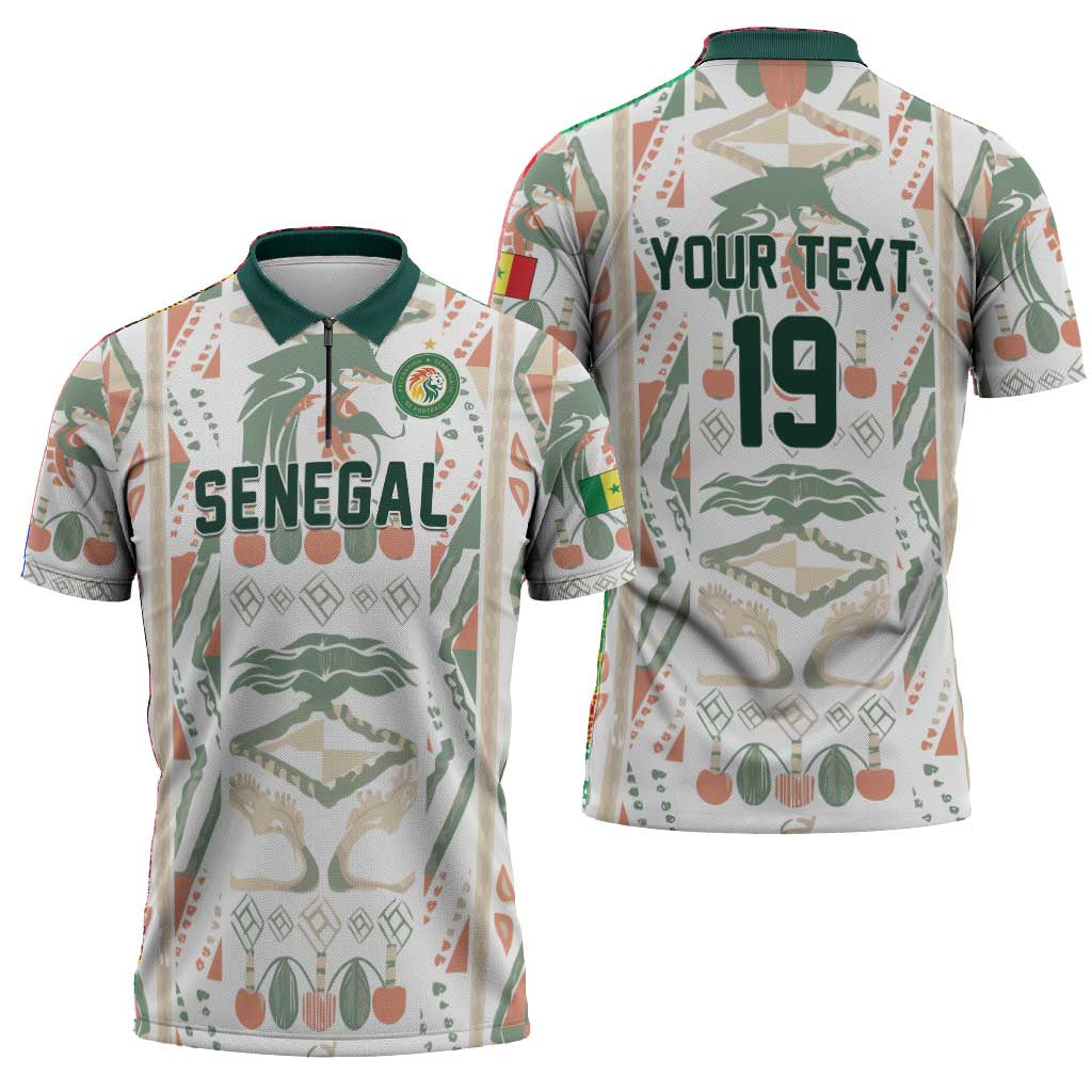Custom World Football 2026 Senegal Zipper Polo Shirt Lions of Teranga Spirit