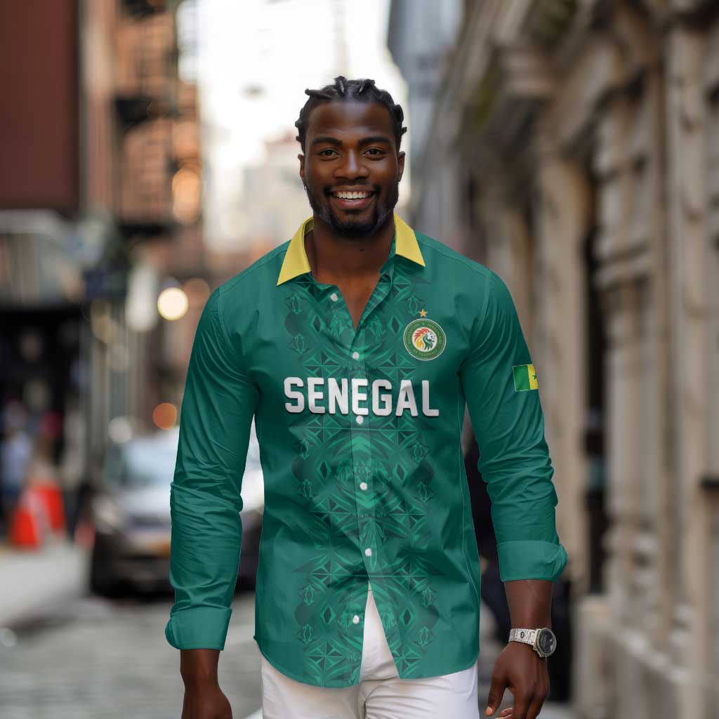 Custom World Football 2026 Senegal Long Sleeve Button Shirt Pride of the African Lions