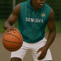 Custom World Football 2026 Senegal Sleeveless Zip Hoodie Pride of the African Lions