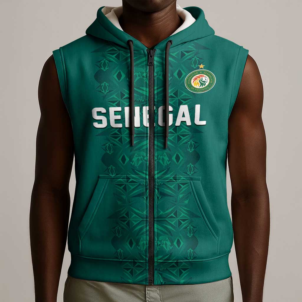 Custom World Football 2026 Senegal Sleeveless Zip Hoodie Pride of the African Lions