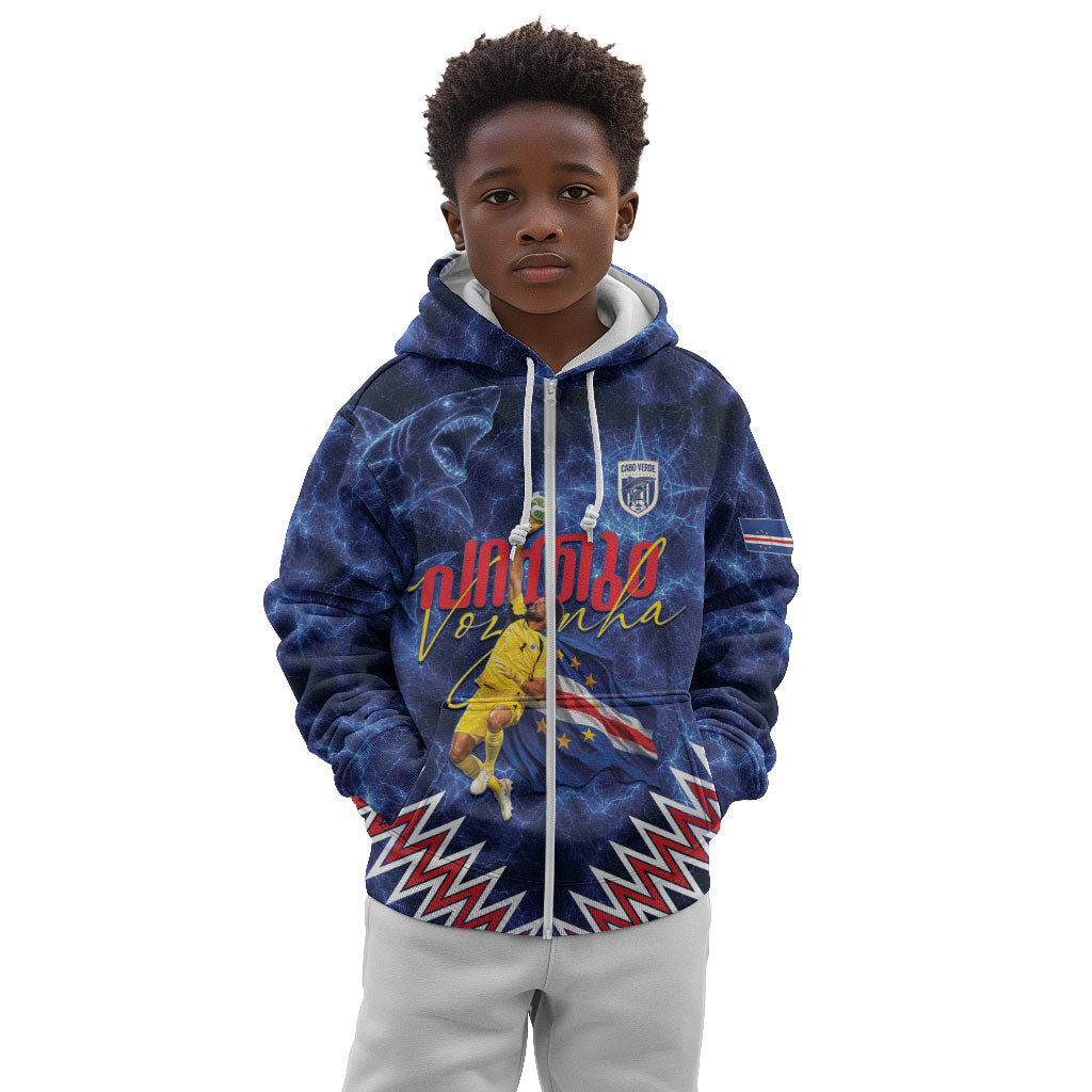 Cabo Verde Goalkeeper Vozinha Kid Hoodie The Blue Wall Legend Glory