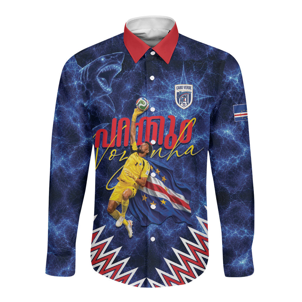 Cabo Verde Goalkeeper Vozinha Long Sleeve Button Shirt The Blue Wall Legend Glory