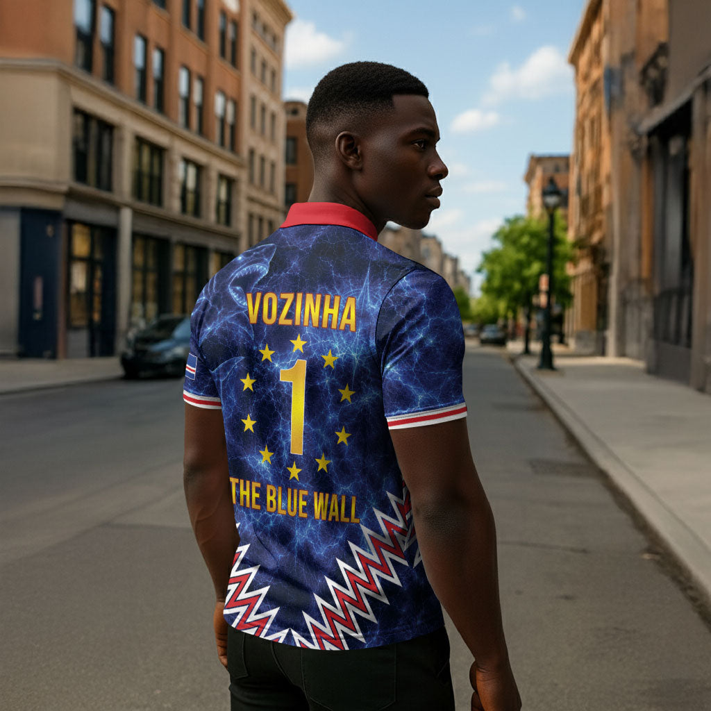 Cabo Verde Goalkeeper Vozinha Zipper Polo Shirt The Blue Wall Legend Glory