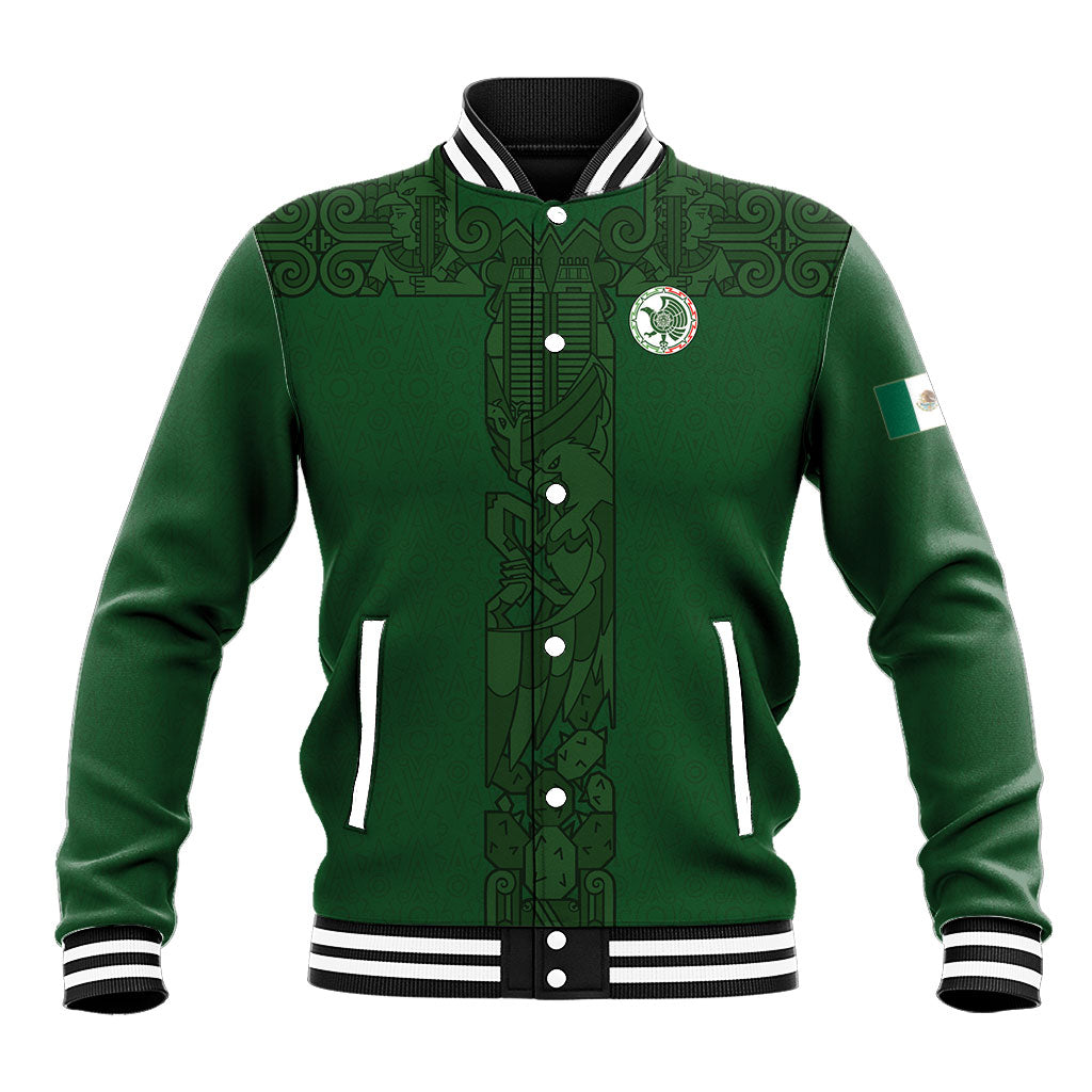 Mis Raices Mexico Football Custom Baseball Jacket Aztec Calendar Line Art