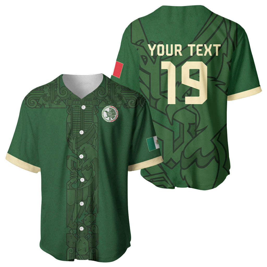 Mis Raices Mexico Football Custom Baseball Jersey Aztec Calendar Line Art