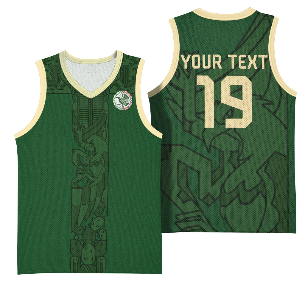 Mis Raices Mexico Football Custom Basketball Jersey Aztec Calendar Line Art