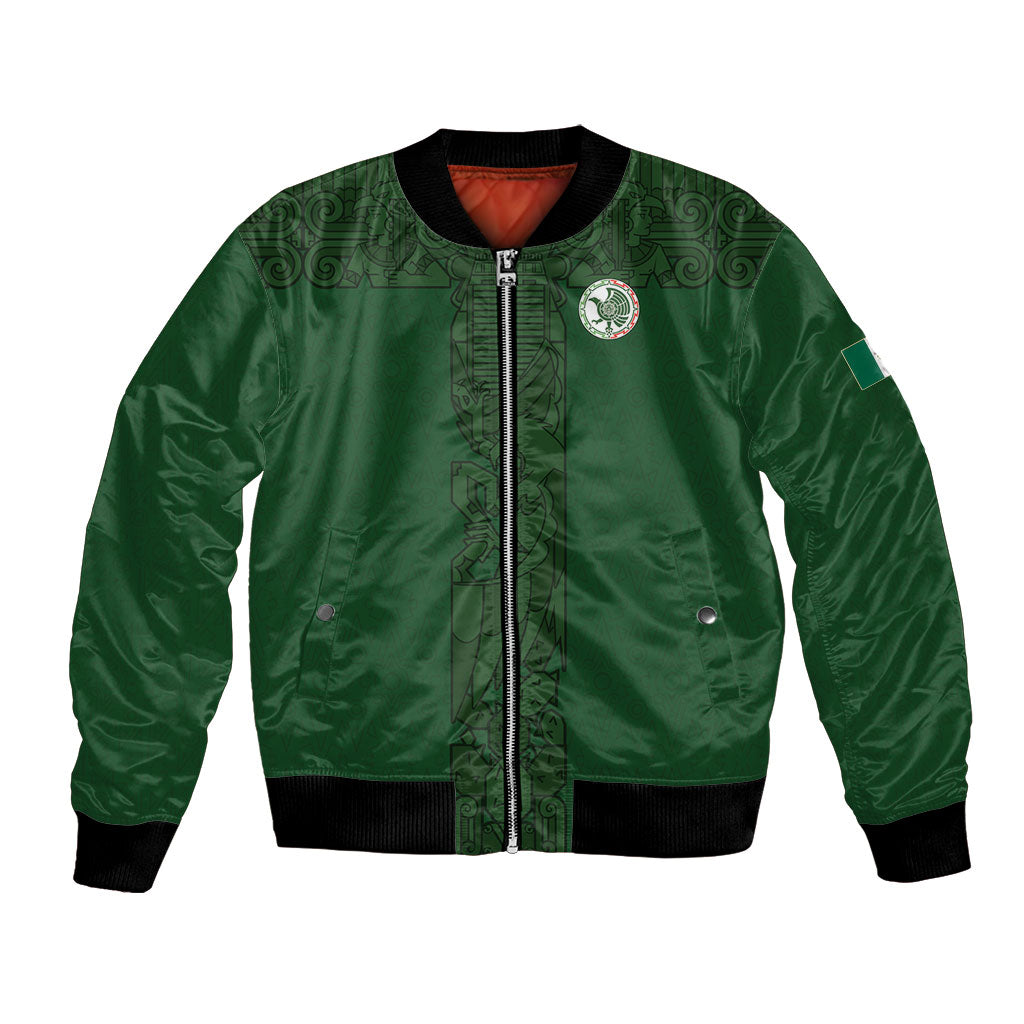 Mis Raices Mexico Football Custom Bomber Jacket Aztec Calendar Line Art