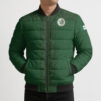 Mis Raices Mexico Football Custom Bomber Puffer Jacket Aztec Calendar Line Art