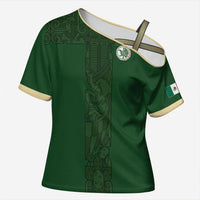 Mis Raices Mexico Football Custom Cross Shoulder Shirt Aztec Calendar Line Art