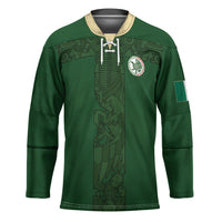 Mis Raices Mexico Football Custom Hockey Jersey Aztec Calendar Line Art
